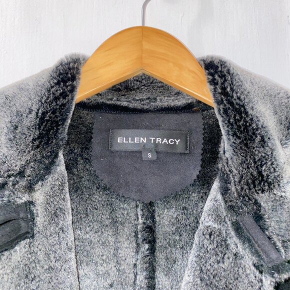 Ellen Tracy Fur Trimmed Black Jacket - Picture 11 of 16